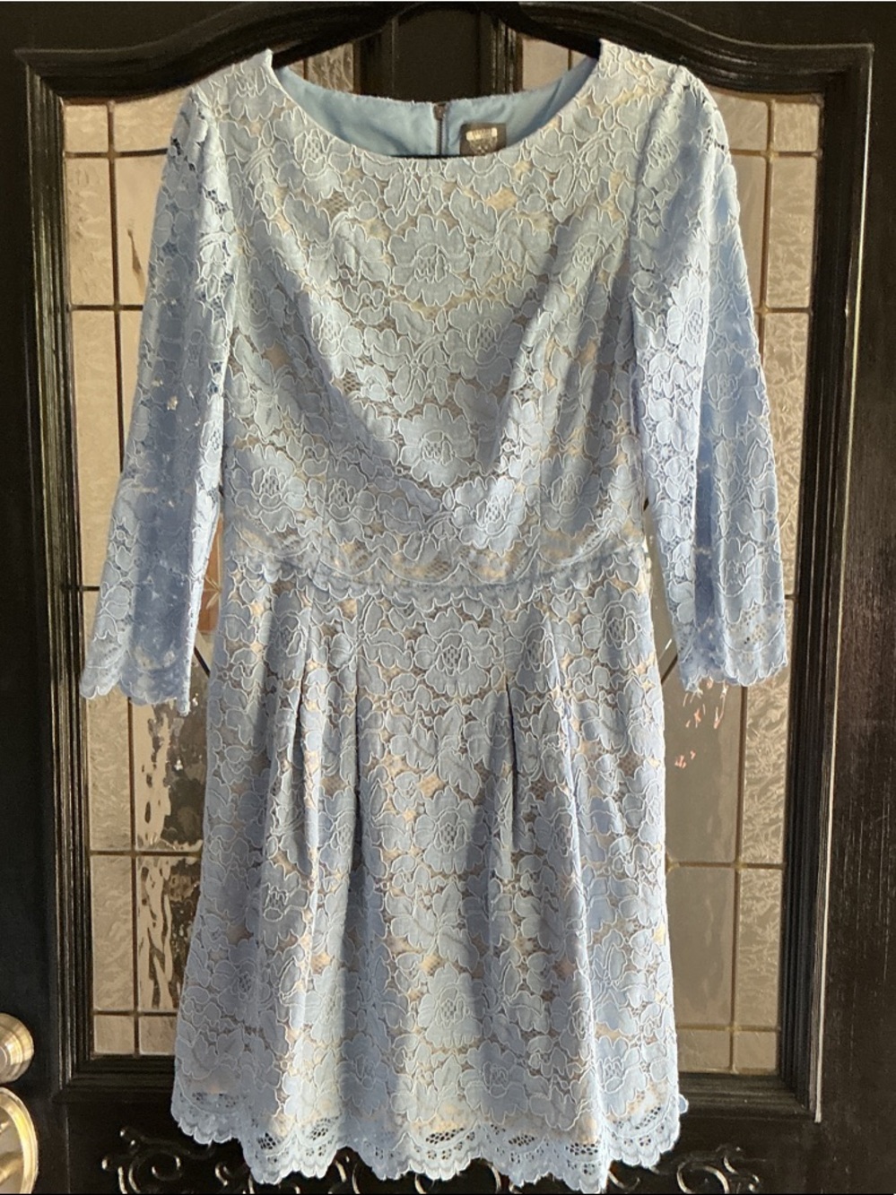 Vince Camuto Baby Blue Lace Fit-and-Flare Dress